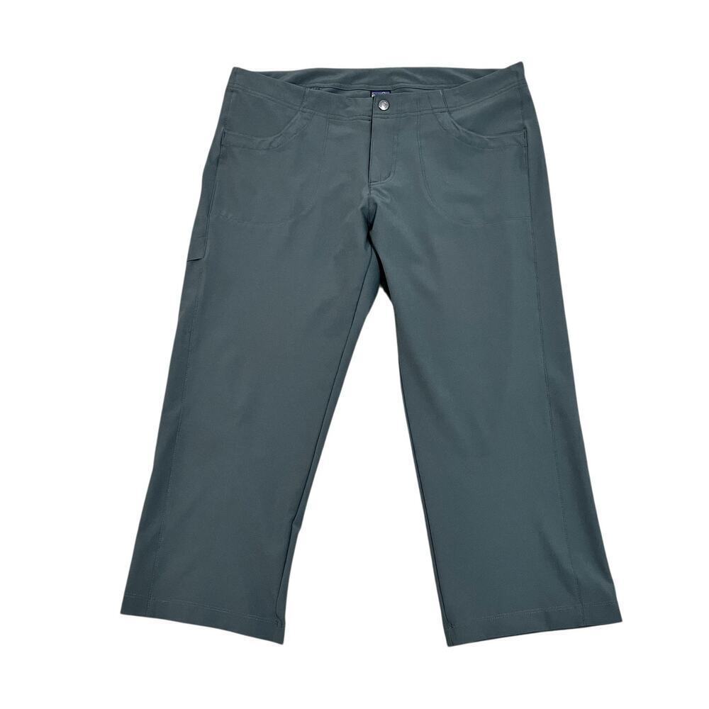 Patagonia Pants Womens 10 Green Cropped Hiking Stretch Zip Pockets Straight Leg